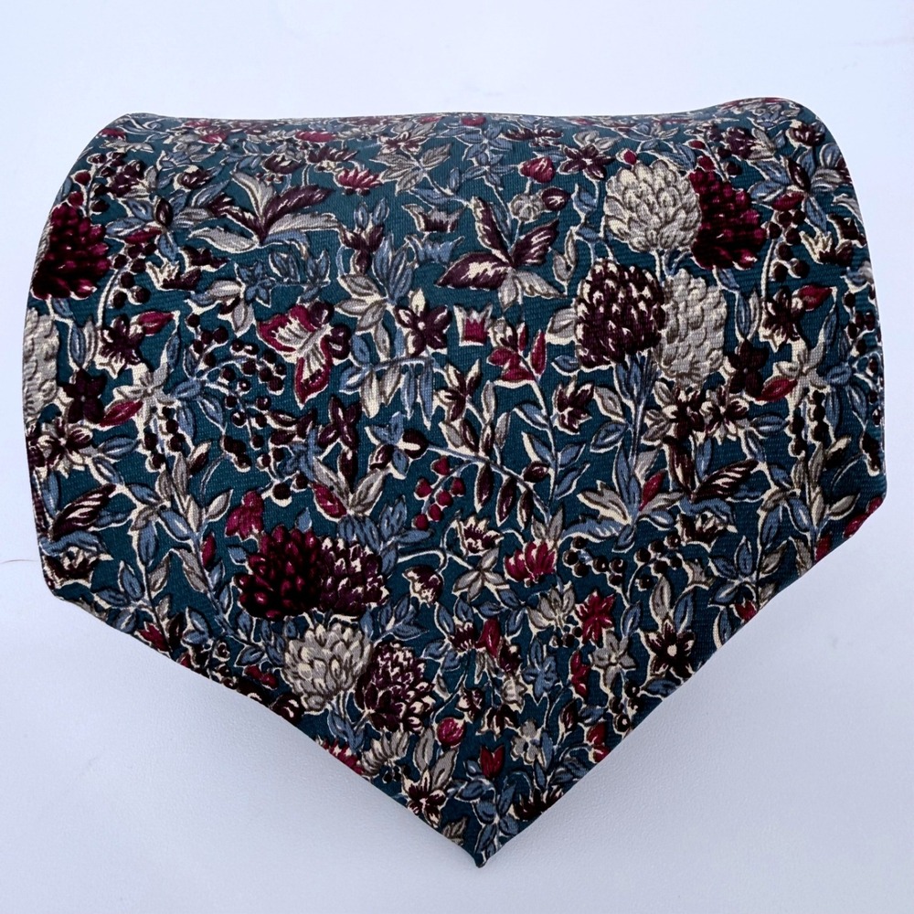 Vintage Bert Pulitzer Collectors Edition Mens Silk Tie Floral Botanical 90s 1990